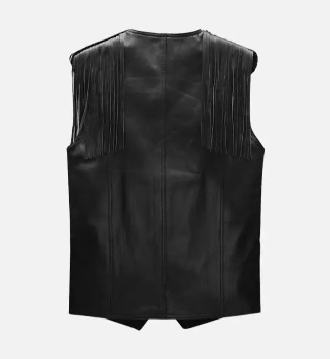 Men's Black Leather Vest