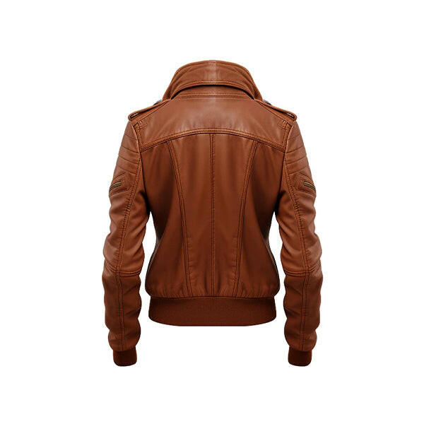 Women's Brown Vintage Bomber Leather Jacket