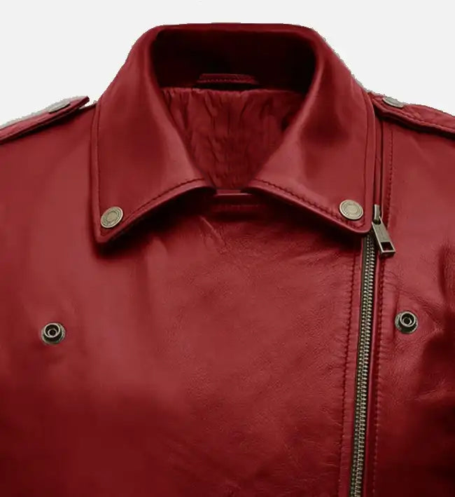 womens red christmas leather jacket