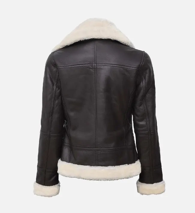 Women's Classic B3 Leather Bomber Shearling Jacket