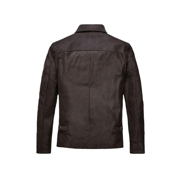 Men's Regular Fit Brown Leather Jacket