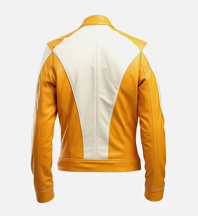 Men’s Retro Style Mustard Cafe Racer Leather Jacket