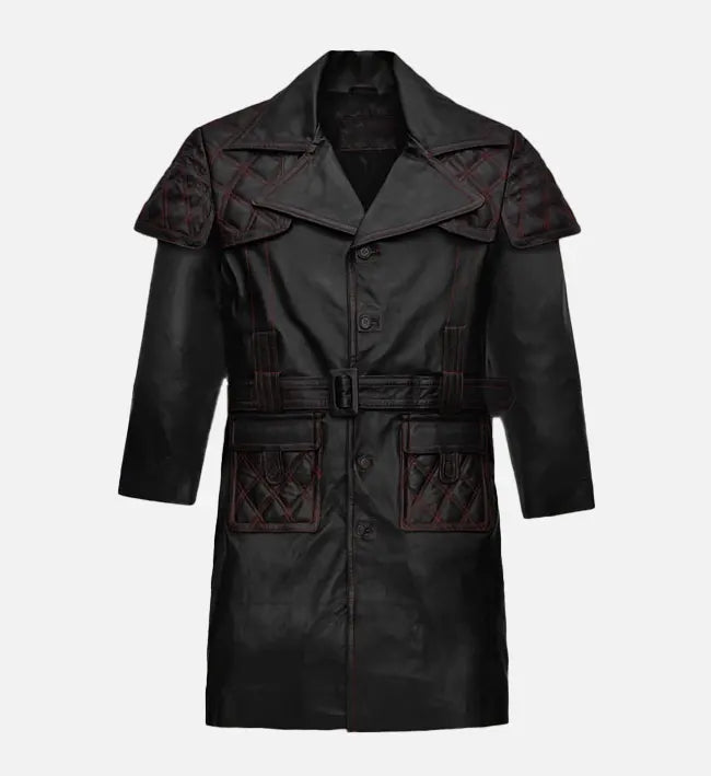 Men's Leather Black Long Coat