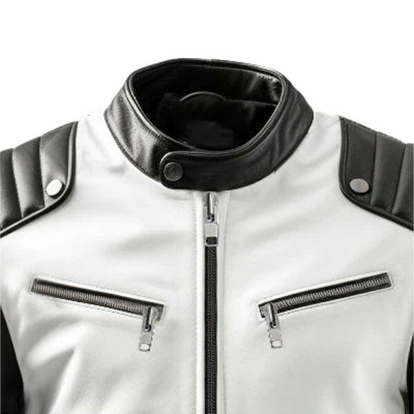 Men's Sportage Black & White Cafe Racer Leather Jacket