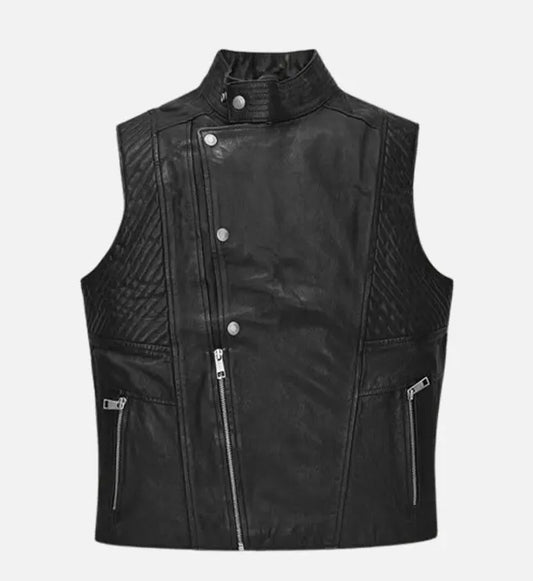 Men's Trailblazer Black Biker Leather Vest