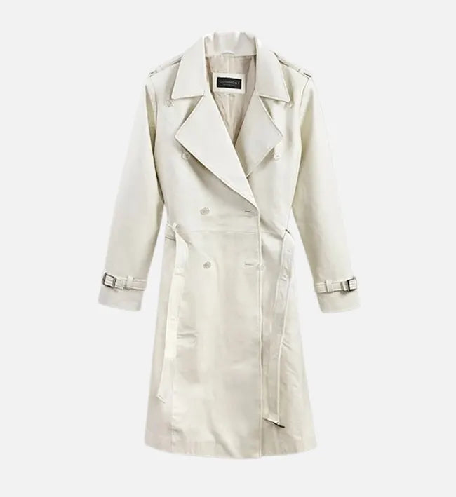 Women's Off White Leather Coat