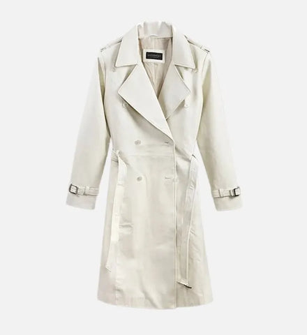 Women's Off White Leather Coat