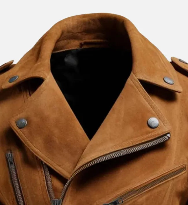 Men's Double Belted Suede Leather Jacket