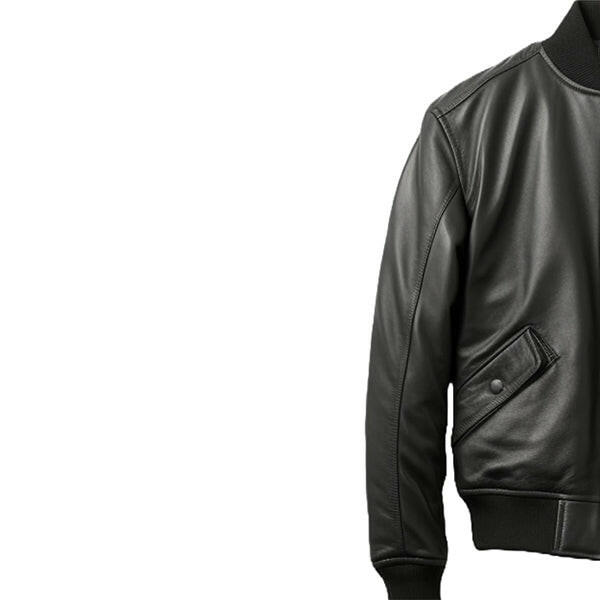 Black Bomber Leather Jacket for Men