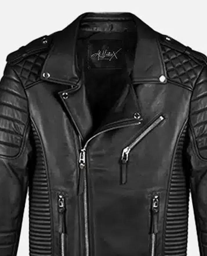 Men's Classic Black Biker Leather Jacket