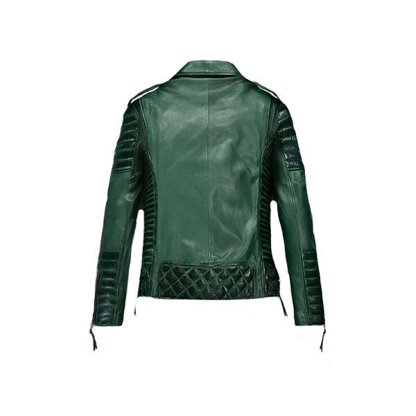 Women's Charlotte Burnt Green Leather Jacket