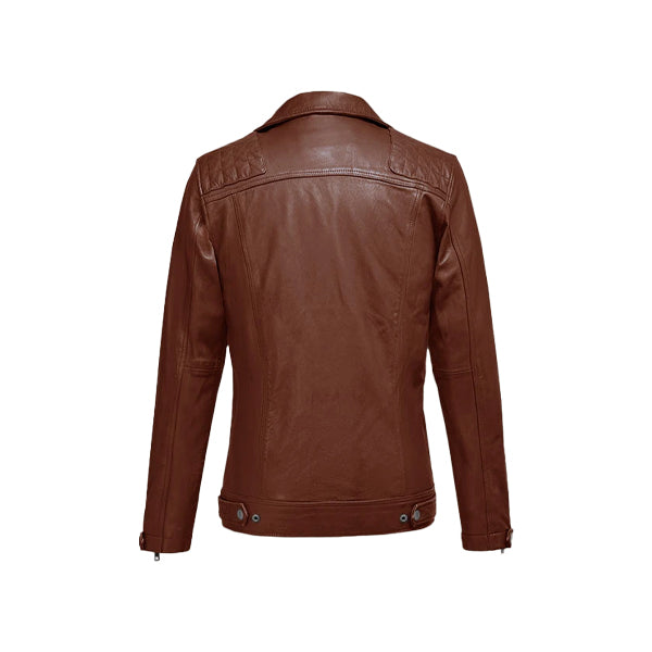 Men's Double Breast Tan Biker Leather Jacket