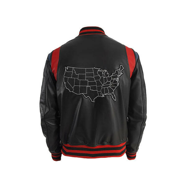 Men's Liberate USA Black Leather Varsity Jacket