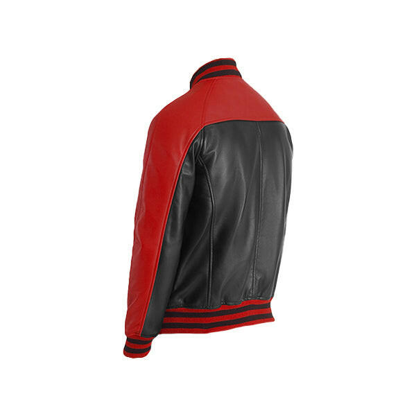 Men's Red & Black Leather Varsity Jacket