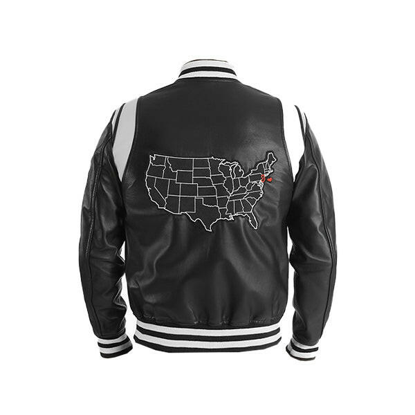 Men's Illinois Black Leather Varsity Jacket