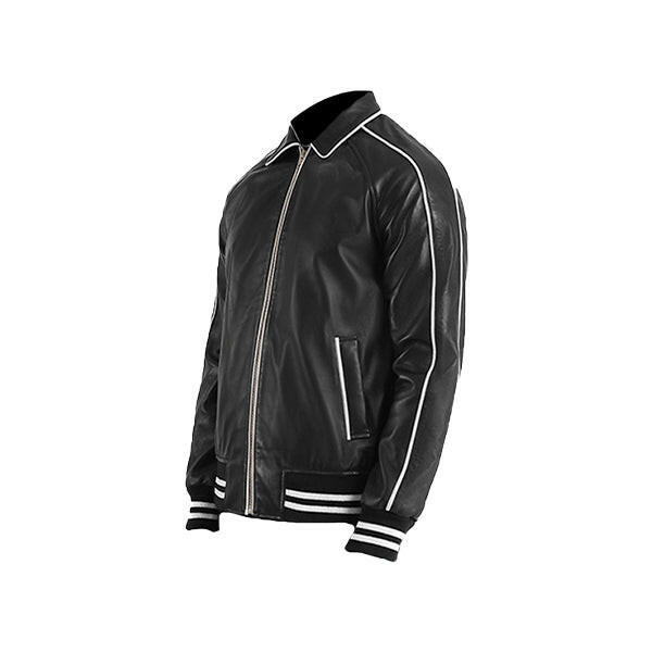 Men's Black Leather Varsity Jacket