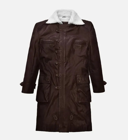 Men's Brown Washed & Wax Leather Trench Coat