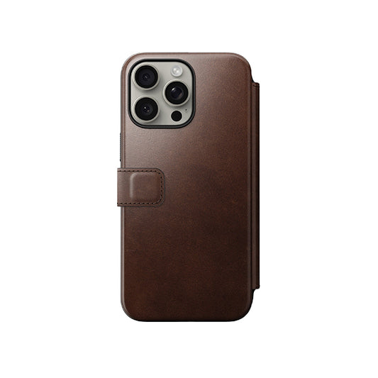 iPhone Modern Rustic Brown Leather Folio