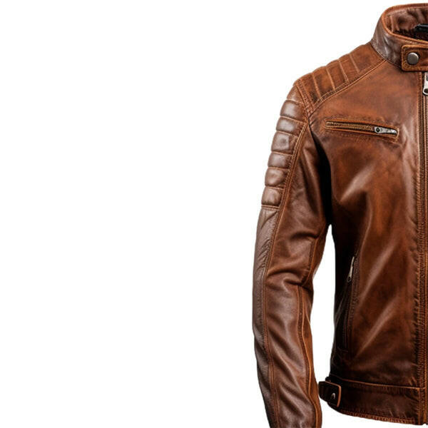 Men's Brown Leather Cafe Racer Jacket