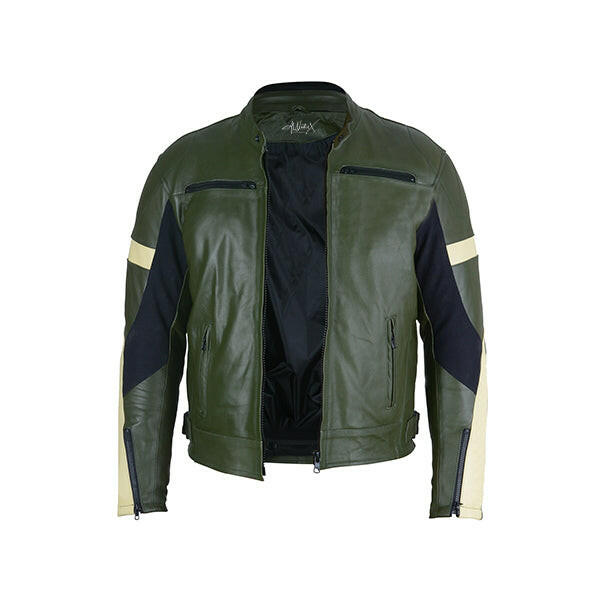Men's Dark Green Leather Motorcycle Jacket