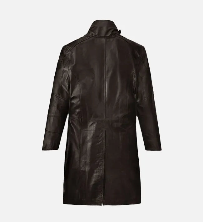 Men's Dark Brown Leather Long Coat