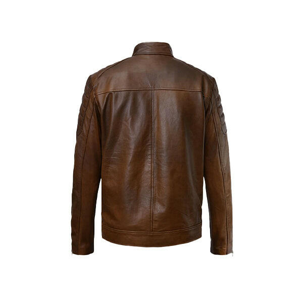 Men's Slim Fit Brown Leather Jacket