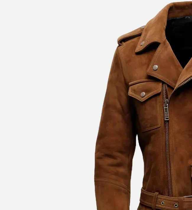 Men's Brown Biker Suede Leather Jacket