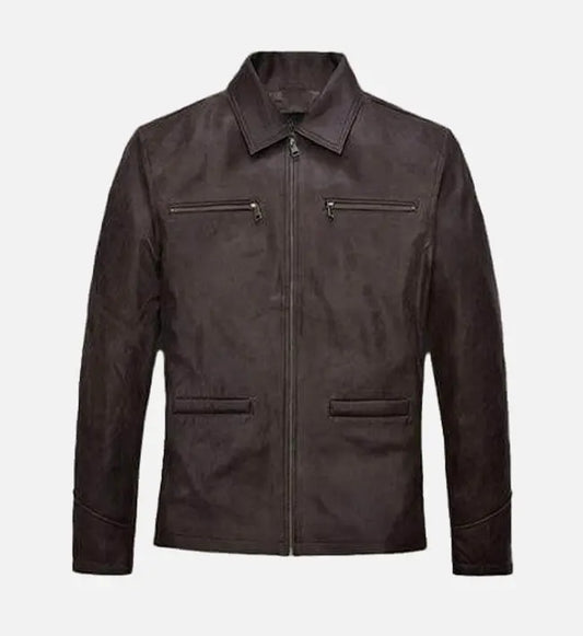 Men's Regular Fit Brown Leather Jacket