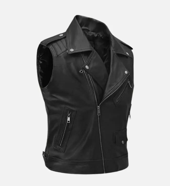 Men's Road Sovereign Black Leather Vest