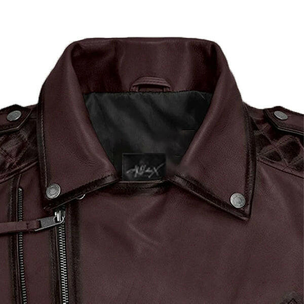 Men's Classic Wine Biker Leather Jacket