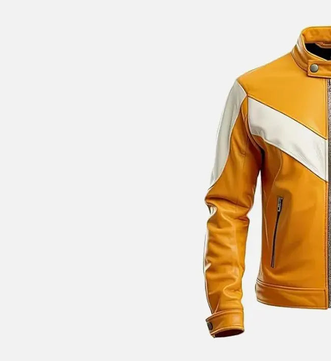 Men’s Retro Style Mustard Cafe Racer Leather Jacket