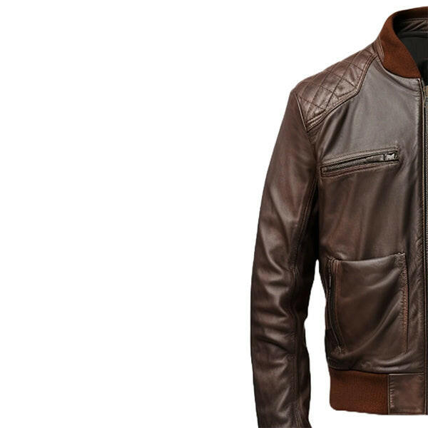 Men's Coffee Brown Bomber Leather Jacket