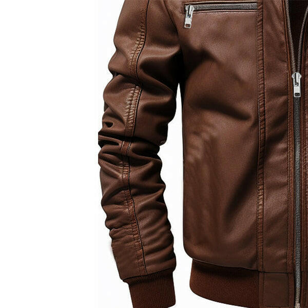 Men's Ethan Brown Hooded Designer Leather Jacket