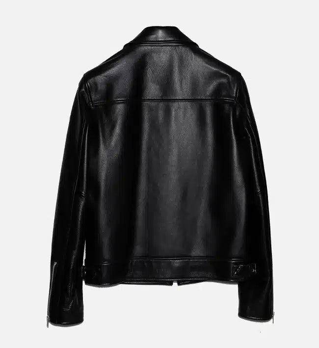 Men's Minimal Black Leather Jacket