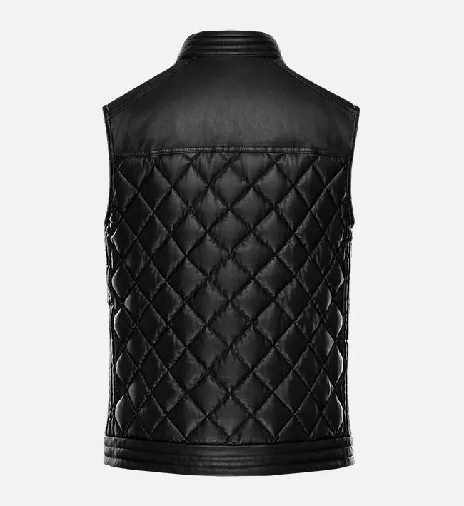 Men's Black Stallion Leather Biker Vest