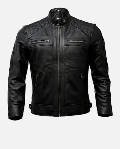 Men’s Timber Style Padded Shoulder Black Leather Jacket