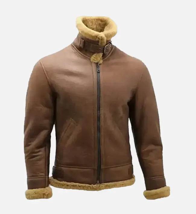 Men's Shearling Brown Leather Fur Jacket