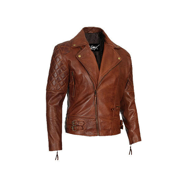 Men's Dark Brown Quilted Asymmetrical Biker Leather Jacket