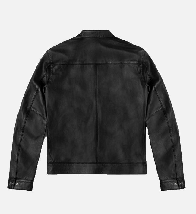 Men's Black Cafe Racer Leather Jacket