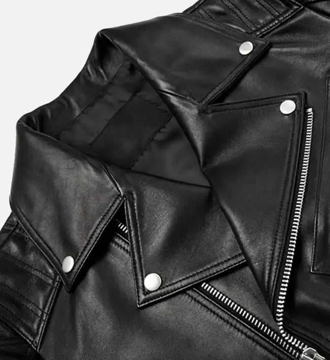 Women's Double Stich Leather Biker Jacket