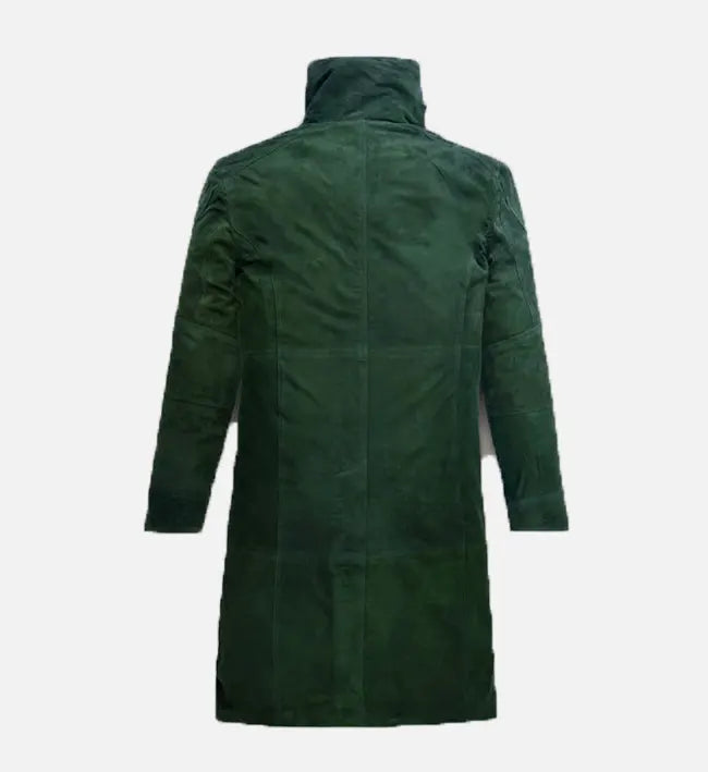 Men's Timber Green Suede Long Coat