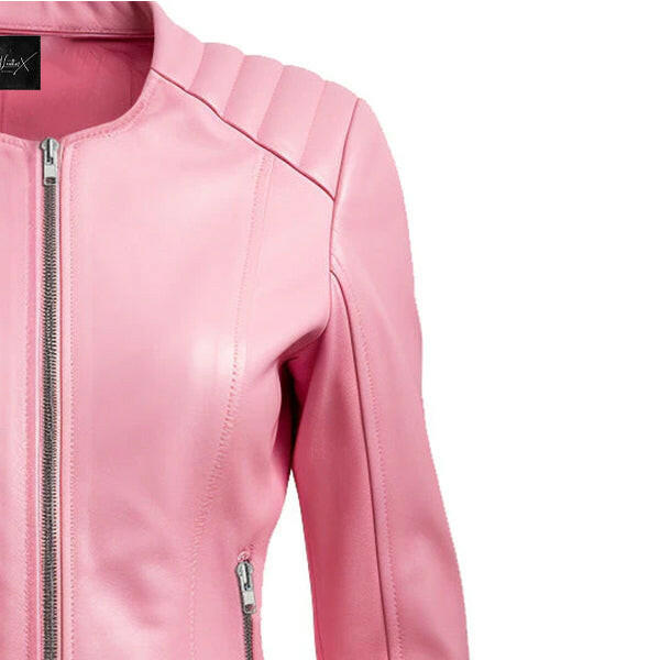 Women's Pink  Biker Leather Jacket