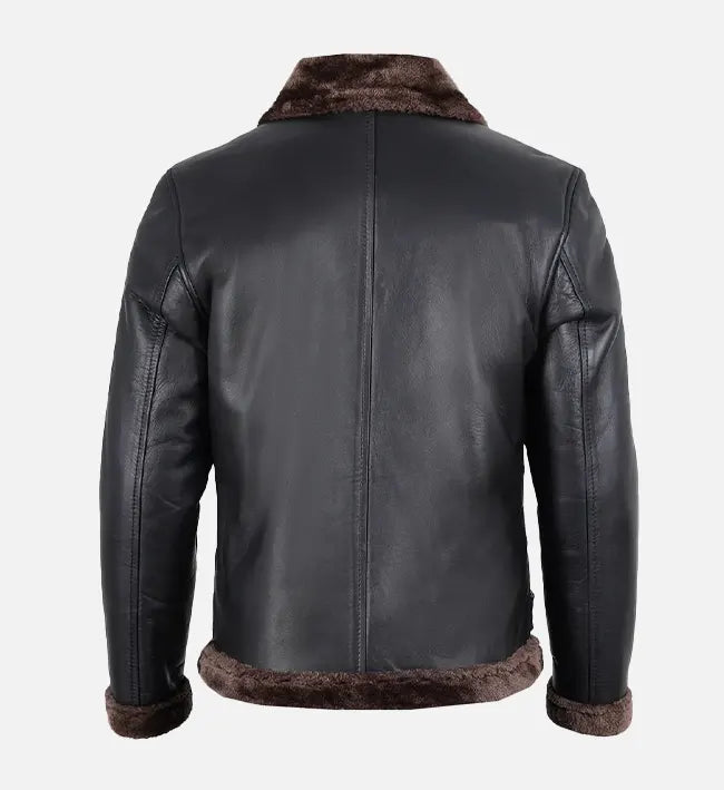 Men's Black Shearling Bomber Leather Jacket