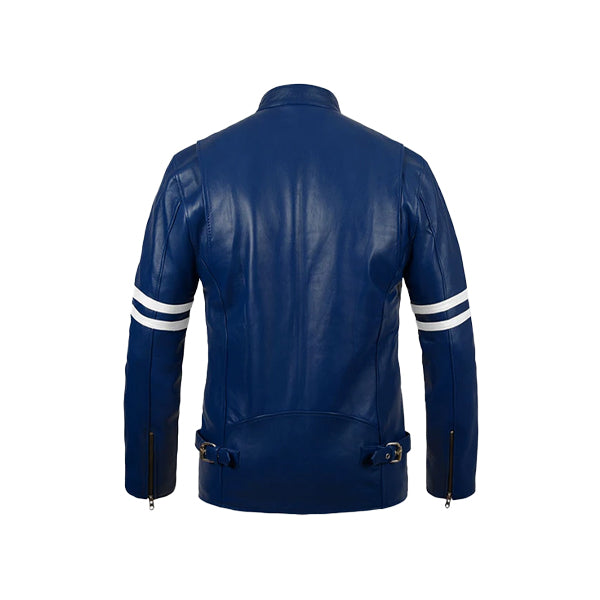 Men's Rich Blue Leather Jacket