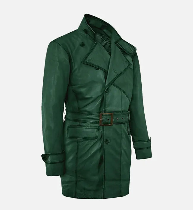 Men's Royal Flying Green Burnished Leather Coat