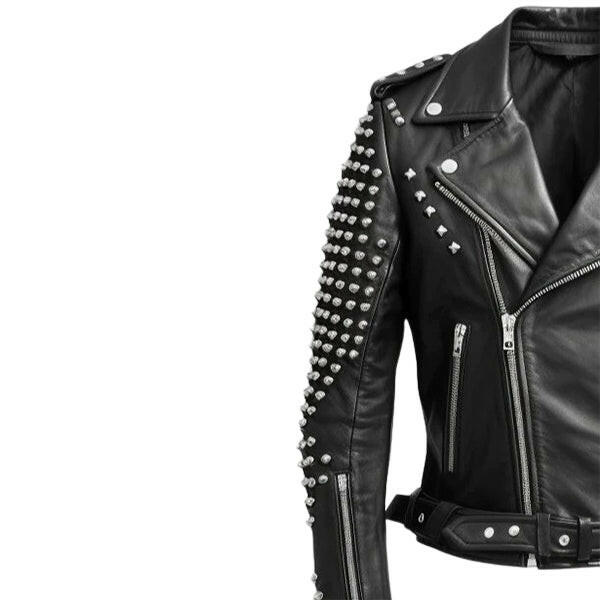 Men's Black Stud Biker Leather Jacket