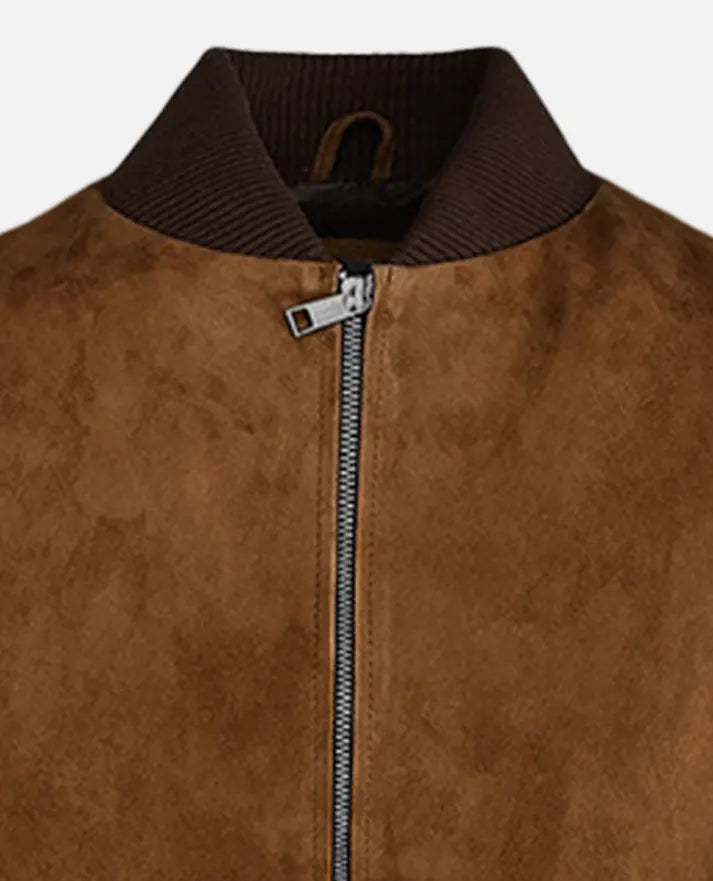 Men's Brown Suede Bomber Jacket