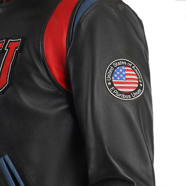 Men's Liberate USA Black Leather Varsity Jacket