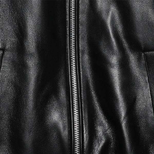 Men's Minimal Black Leather Jumper Jacket