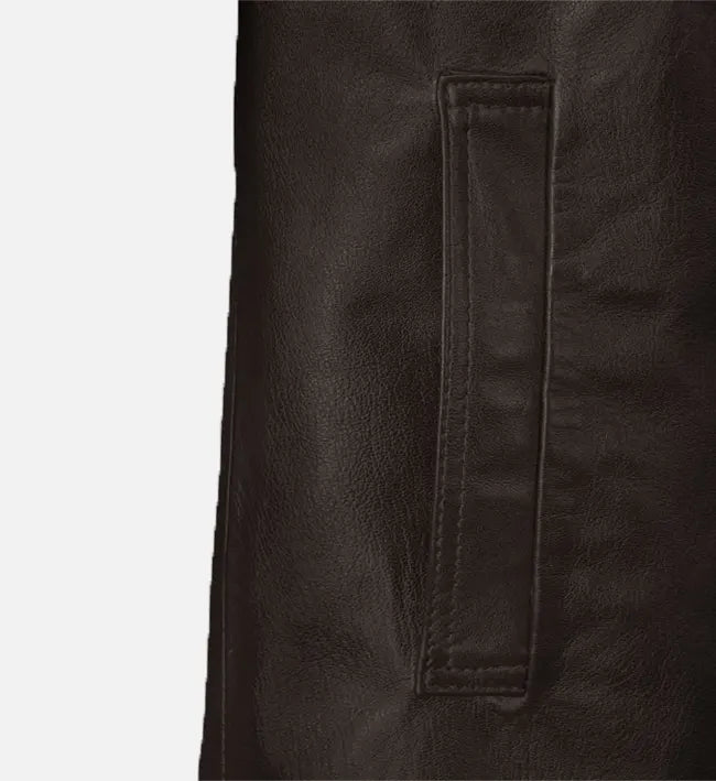 Men's Dark Brown Leather Long Coat